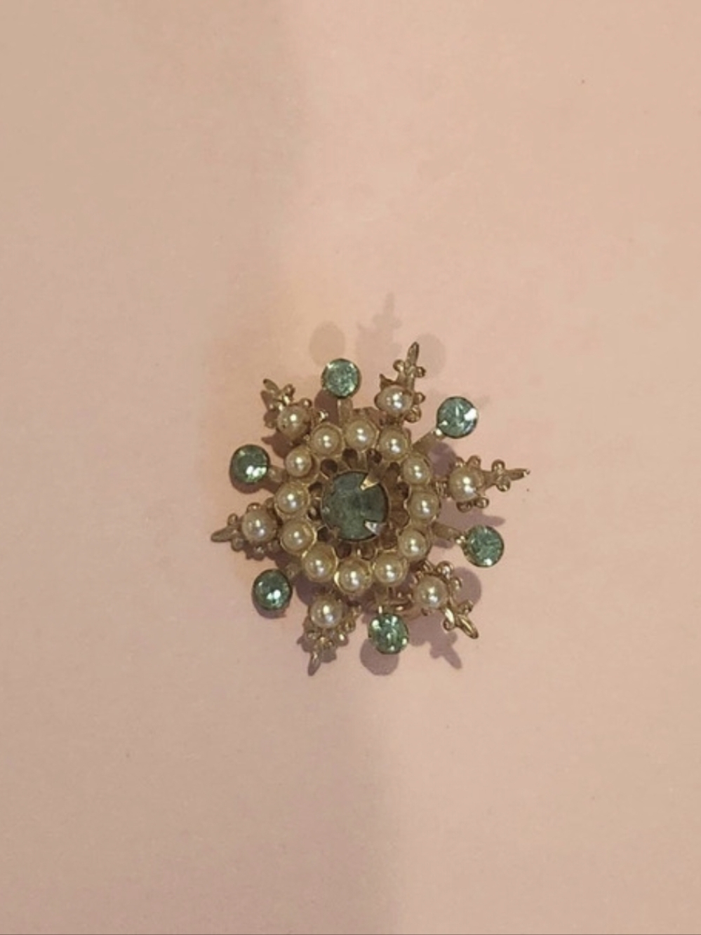 Jeweled Gold-Tone Brooch in Green